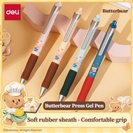 1PCS Deli NS666-B Butterbear Co Branded Press Gel Pen Smooth Quick Dry Bullet 0.5mm