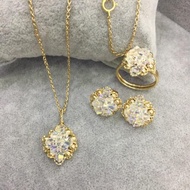 AUTHENTIC US 10K GOLD SWAROVSKI  JEWELLERY SET