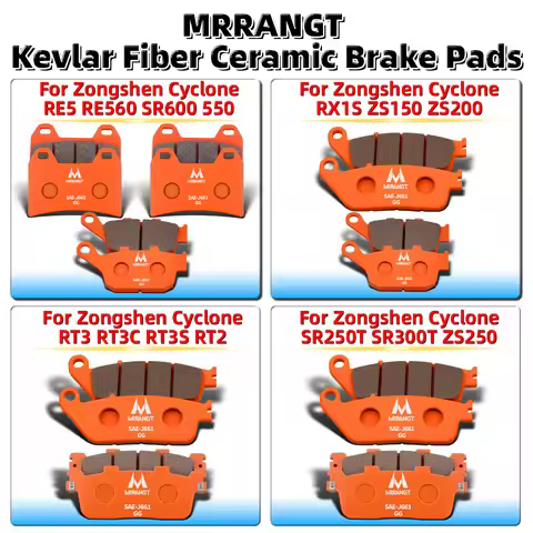 MRRANGT Ceramic Brake Pads Set Fit for Zongshen Cyclone RE5 RE560 SR600 550 RT3 RT3C RT3S RT2 RX1S Z