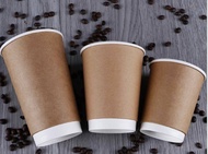 Ly giấy 2 lớp Kraft 8oz - 280ml Set 50-100 cái kèm nắp