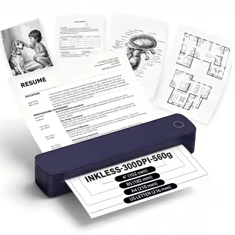 A4 Thermal Printer Mini Portable Printer 203DPI/300DPIA4 Thermal Paper Printing Picture Document HD 