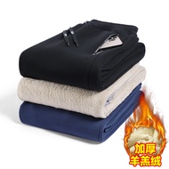 Men's Fleece-Lined Thickened Cotton Pants 2025 New Style Long Pants Lamb Wool Sweatpants Cuffed Casu