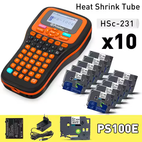 PS100E Auto Cutting Label Printer with 10PK Heat Shrink Tube Tape 11.8mm for HSe231 Portable Industr