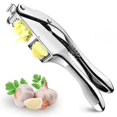 2 in 1 Garlic Crusher Multifunctional Stainless Steel Garlic Press Slicer Easy to Clean Garlic Mince