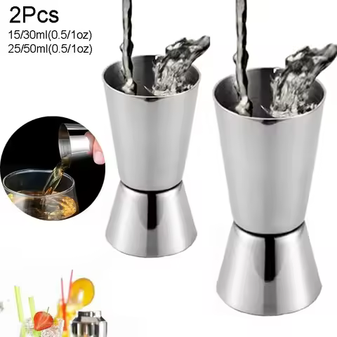 2pcs/Pack Jigger Bartender Cocktail 15/30ml 25/50ml Jiggers 0.5/1oz 0.85/1.7oz, Stainless Steel Doub