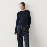 Genuine Massimo Dutti Md Womens Spring And Autumn New French Crew Neck Casual Lazy Style Dark Blue L