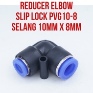 PVG10-8 PVG 10-8 Pneumatic Connector Elbow Fitting L Reducer Slip Lock Hose 10mm to 8mm Connector 10