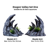 FEIZHUXIANSEN | Gorge Aquarium Scenery Dragon Stone Decorative Water Plant Set