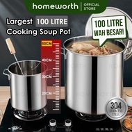HOMEWORTH Extra Big Thick Stainless Steel Stock Pot/Cooking Pot/Soup Pot - Periuk Sup/Kuah/Kari