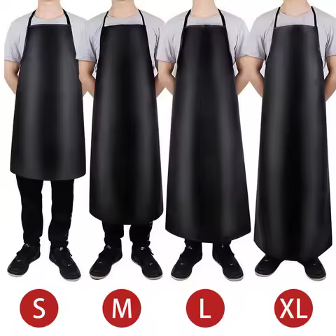 Adult Leather Apron Hanging Neck Waterproof Cleaning Apron Sleeveless Apron Thickened Oilproof Kitch