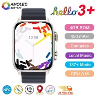 Original Hello Watch 3 Plus Ultra Smartwatch AMOLED 4GB ROM NFC Compass Bluetooth Call Music Smart W