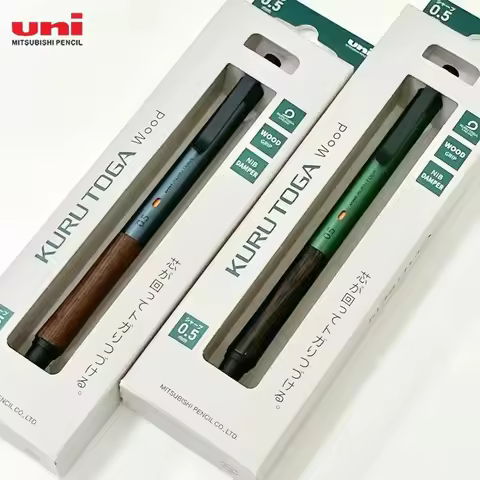 Uni New M5-KW/KH Kuru Toga Wood/Metal Mechanical Pencil Steel Gray Forest Green 0.5mm HB Grip Writin