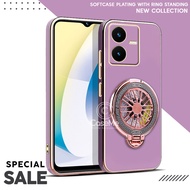 Vivo Y22 Y22s Soft Case Stand Holder Fun Silicone Luxury PlatingRing