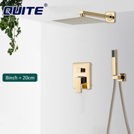 QUITE ติดผนัง Bothroom ก๊อกน้ำ Golden ชุดฝักบัวกับ Handshower จับเดี่ยวร้อนเย็นผสม