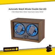 KAYU Automatic Watch Winder Wooden Clock Box Automatic 2-Slot Watch Winder LED Interior