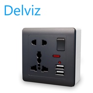 Delviz(international brand)(UK/EU/US socket) universal wall power socket 13A with switch control USB