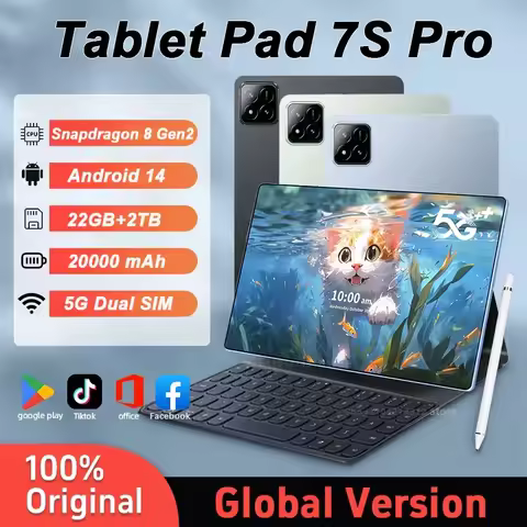 New Original 2025 Pad 7S Pro Global Version Tablet Android 14 Snapdragon 8 Gen 2 22GB+1TB GPS 5G WiF