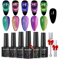 MIZHSE 9D Cat Eye Gel Nail Polish, Magnetic Cat Eye Gel Polish Set, 10ml*6 with 2 Magnets, Classic C