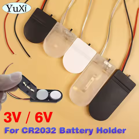 5Pcs For CR2032 Button Coin Cell Battery Holder Case Cover With ON-OFF Switch Leads Wire 3V 6V Batte
