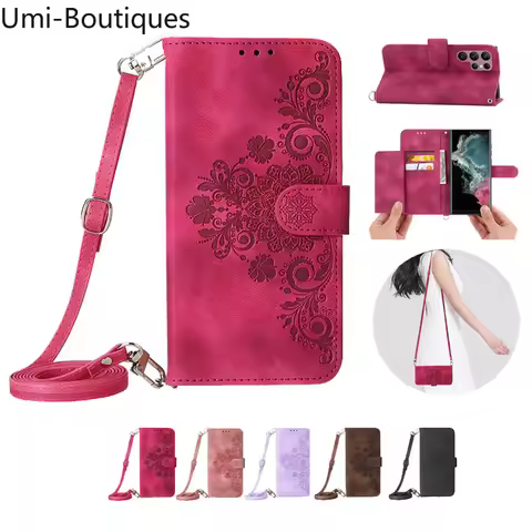 Crossbody Wallet Case For Vivo V29 V27 Pro V25E V25 V23E V21E V21 V20 SE Luxury Leather Lanyard Wris