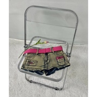 LW7892 Skirt Pants Bleached Color Front Zipper With Pink Belt