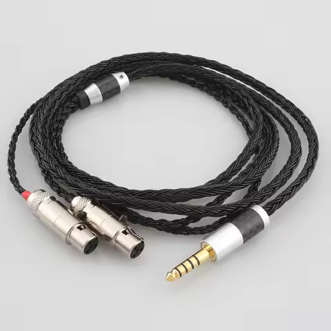 High Quality 16 Core 7N OCC Black Braided Earphone Cable For Audeze LCD-3 LCD-2 LCD-X LCD-XC LCD-4z 