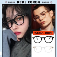 B019 Korean 2ditor Square Blue Light Blocking Glasses Unisex Black Frame