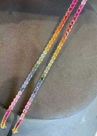 18k金公主方彩色藍寶石手鏈