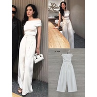 AY016 AIYON BRAND Set Off-Shoulder Top Matching High-Waisted Long Pants [2PM]