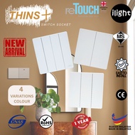Retouch Thins+ Modern Wall Switch Socket Design Door Bell Plug 13A 20A 1G 2G 3G 4G 1 WAY 2 WAY( ECRU