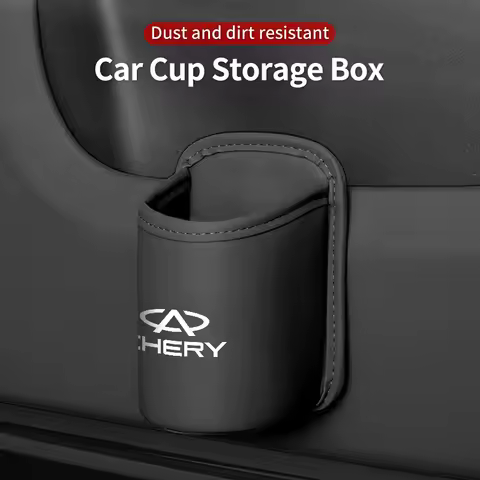 Car Door Water Cup Holder Back Seat Drink Rack Leather Storage Box For Chery Fulwin QQ Tiggo 3 5 T11