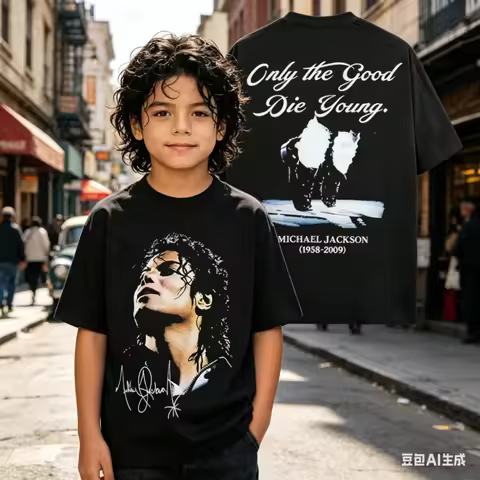Michael Jackson T-Shirt HD Print Vintage Music Rock Retro Cotton Summer Unisex Kids Y2K Streetwear G