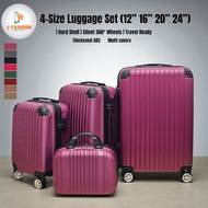 Luggage (12"16"20"24" inch): Thickened ABS, 360° wheels, scratch-resistant corners, multi-color