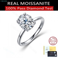 Real Moissanite Ring 925 Sterling Silver Pass Diamond Test With GRA Certified D Color 4.5 CT Oval Cu
