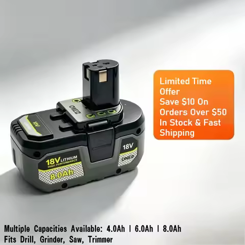 Upgraded 18V 8.0Ah Lithium Battery Replacement for RYOBI P108 P107, High Capacity Long Lasting Recha