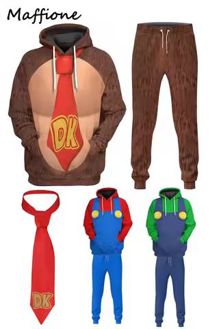 Donkey Cosplay Hoodie Pants Set Costume Peach Cos Princess Costume Men Women 3D Printed Hooded Sweat