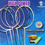 RAKET BADMINTON BULUTANGKIS MAX POWER ORIGINAL 35 LBS MADE IN JAPAN 4U G6 LENGKAP BONUS SENAR GRIP P