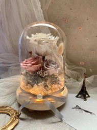 永生珍珠玫瑰玻璃花盅(附禮盒)  /情人禮/生日禮/開幕禮/居家擺飾