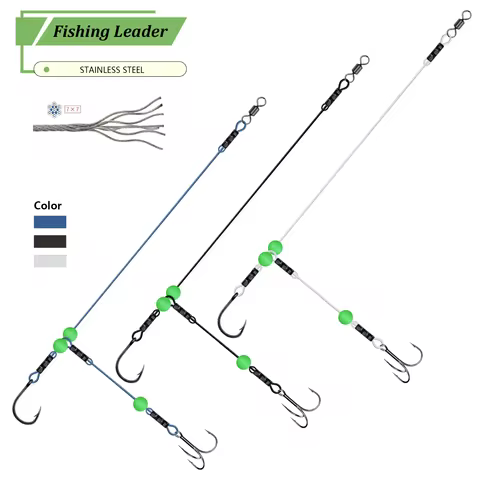 3pcs 6pcs Stainless Steel Sturdy Line With Live Bait Double-Hook Fishing Rig Heavy-Duty Anti-Tangle 