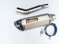 ชุดท่อสลิปออน CB300R สลิปออนแสตนเลส cb300r+AK14 นิ้วเงินปากเคฟล่าเฉียง