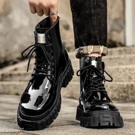 New store opening 50% discount for only three daysWarm Black Winter Patent Leather Man Shoes Bright 