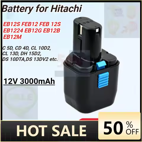 3000mAh Rechargeable Battery for Hitachi EB12S FEB12 FEB12S EB12G EB1224 EB12B EB12M C 5D CD 4D CL 1