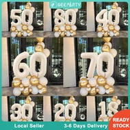 GeeParty 34pcs Cream Gold Number Balloon Set for 18 50 60 70th Adult Happy Anniversary Decor Supply