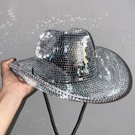Disco Ball Cowboy Hat New Glitter Mirror Glass Disco Ball Hat Classic Glitter Ball Disco Fashion Bal