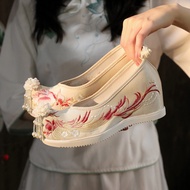 Hanfu Shoes Female Students Antique Embroidered Shoes Female Matching Hanfu Inner Heightening Antiqu