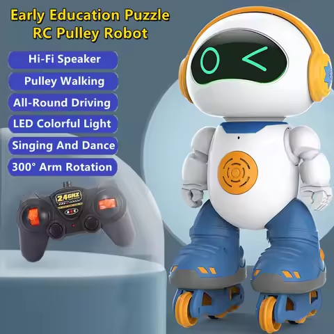 Puzzle Early Education High-Tech Remote Control Pulley Robot 2.4G Hi-Fi Speaker 300° Arm Rotation Si