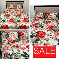 Gumamela Red Canadian Cotton Bedsheet with 2pillowcase - 3in1 set