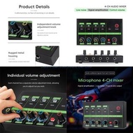 HX6A Convenient 4 Channel Sound Mixer for Karaoke and Vocal Performances DC5V Power