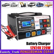 Charger Aki Otomatis 12V 24V Smart Intelligent Auto Repair Mobil Pengisi Daya 220W 400AH Konversi Pengenalan Otomatis Cocok Untuk Semua Jenis Mobil Dan Sepeda Motor Pengisi Daya Aki Mobil