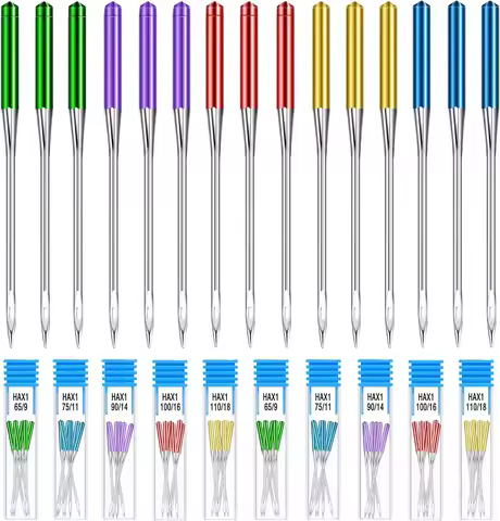 30 Pcs Universal Sewing Machine Needles - Regular Point, Sizes 9-18, Bright Color, Fits Singer, Brot